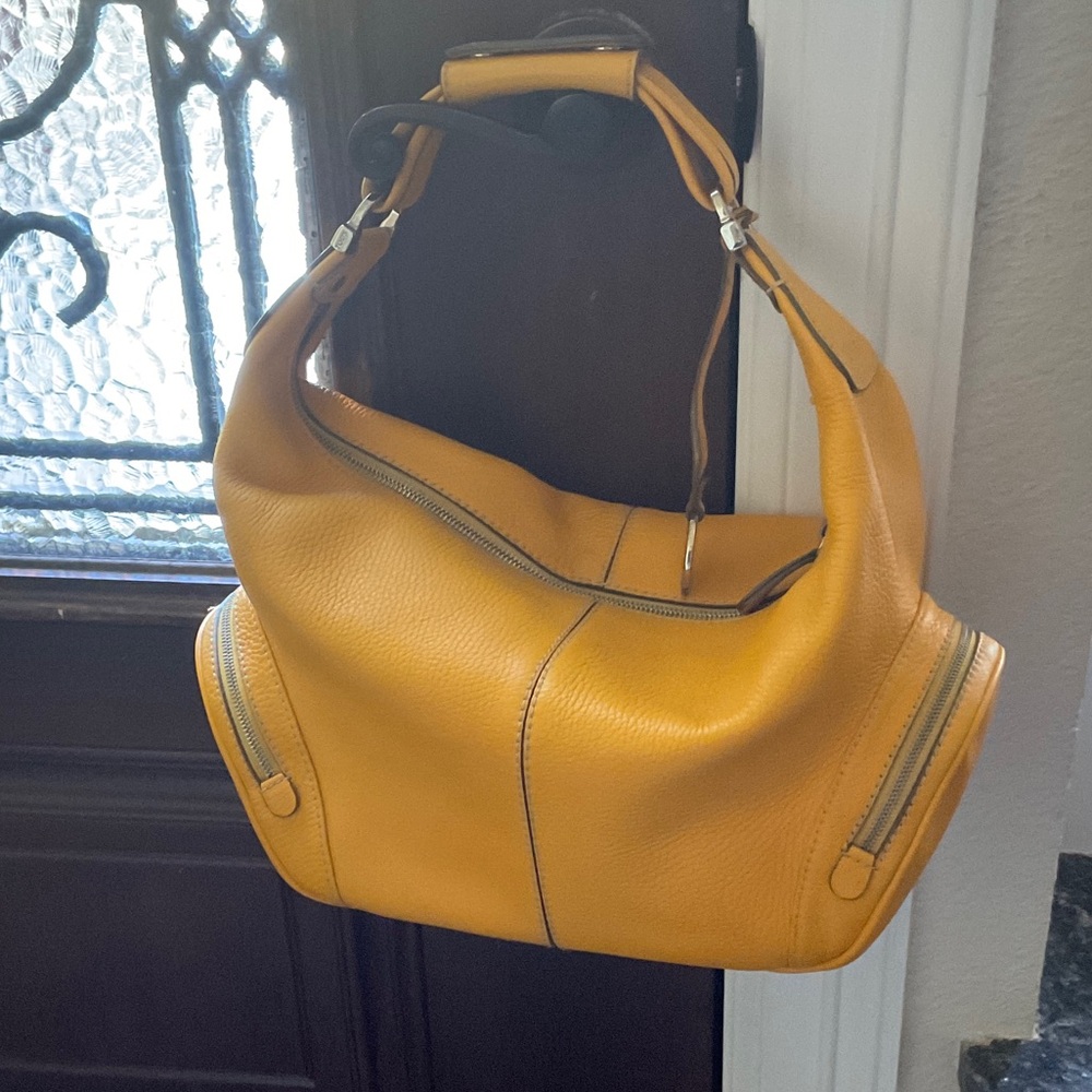 Tod's Mustard Leather Hobo Bag